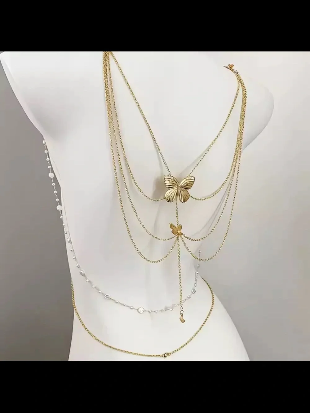 Anthropology Gold & Silver Butterfly Body Chain